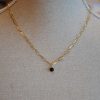 Ketting stainless steel goldplated met hanger onyx of andere edelsteen