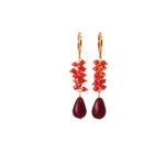 Oorbellen met crystal rood en druppel jade rood