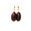 Creolen 24K goldplated met hanger donker bruin gemêleerd en edelstenen hematiet Creolen 24K goldplated met hanger donker bruin gemêleerd en edelstenen hematiet