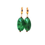 Creolen 24K goldplated met hanger groen gemêleerd en hematiet