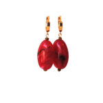 Creolen 24K goldplated met hanger rood gemêleerd en hematiet