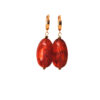 Creolen 24K goldplated met hanger amber gemêleerd en edelstenen hematiet