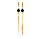 orbellen met onyx en tassel 24K goldplated